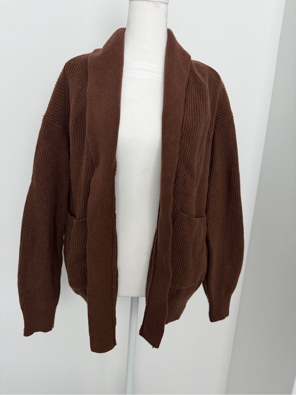 a new day oversized Soft Ribbed Rust Brown Cardigan Cottagecore